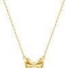 Stocking Stuffers for Women Dainty Bow Necklace 14K Gold Plated Cute Choker Small Pendant Charm Necklaces Teen Gift Trendy Stuff Personalized Jewelry Christmas Gifts