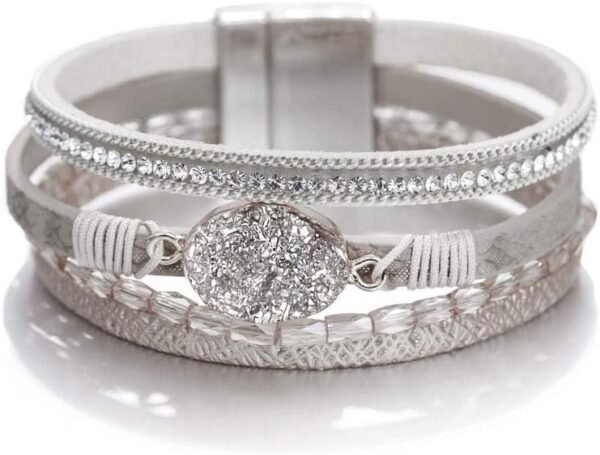 51FgSz5rMwL._AC_SL1000.jpg Leopard Bracelet for Women, Boho Leather Wrap Multi-Layer Pearl Crystal Bracelet Bangle Jewelry