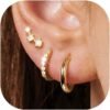 6 Pairs 14K Gold Plated Stud Earrings for Women, Hypoallergenic Cartilage Earrings for Multiple Piercing, Dainty Small Stackable Earrings Jewelry Set