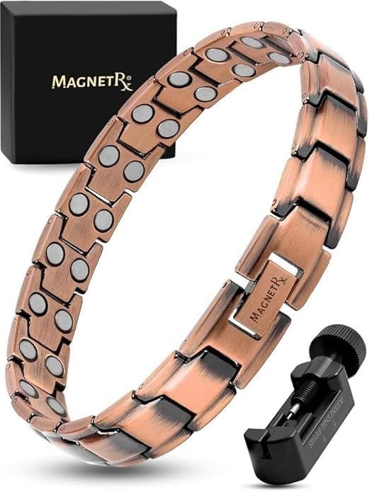 Magnetic Copper Bracelet for Men — EllipseMAX 5X Strength 5,000 Gauss Magnets — Designed in USA & Patent Pending — Premium Mens Copper Bracelet with Adjustable Length