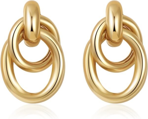61-KNyS0SzL._AC_SL1500.jpg Trendy Gold Plated Knot Earrings for Women Chunky Statement Drop Dangle Earrings Lightweight Hypoallergenic Fashion Accessories Gold Jewelry Gifts for Womens