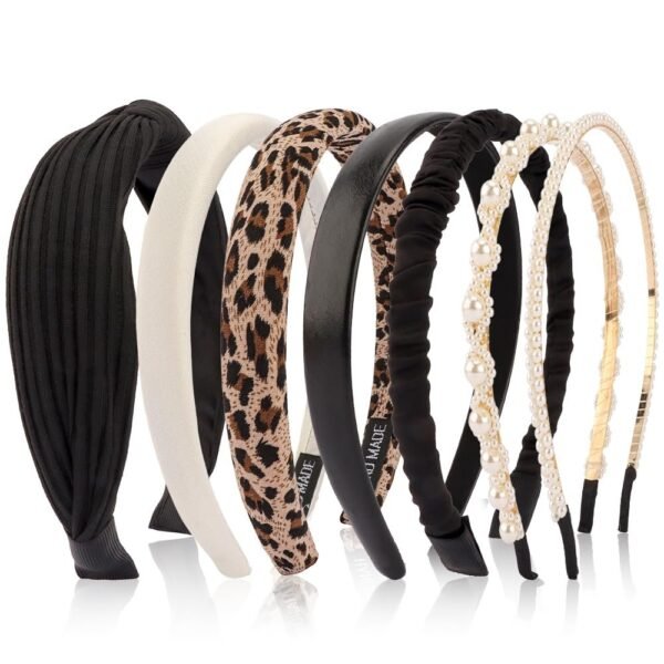 7 Pack Headbands for Women Girls Headbands Trendy Non Slip Hairbands Fashion Hair Accessories Multi-style Headband Pack Diademas Para Mujer (Neutral)