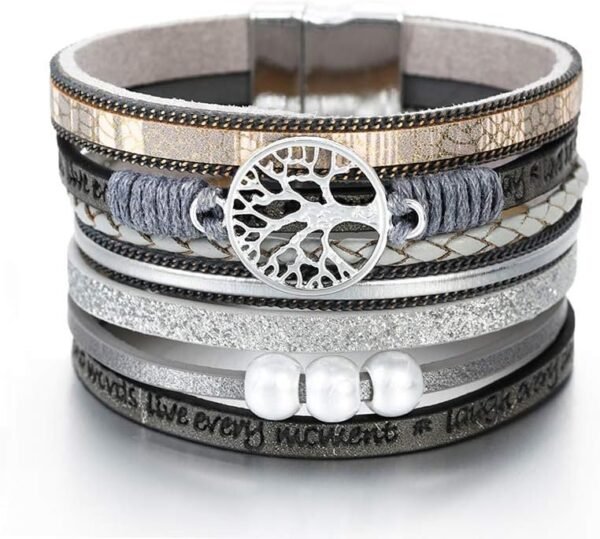 6149pUk21tL._AC_SL1000.jpg Leather Wrap Bracelets for Women, Boho Leopard Multi-Layer Crystal Beads Cuff Bracelet Jewelry