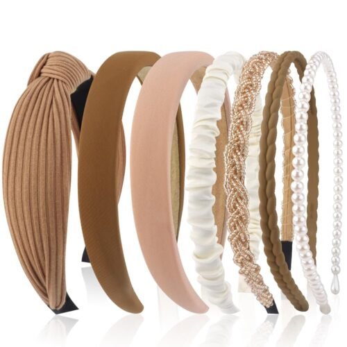 61Bh_6G-ijL._SL1000.jpg 7 Pack Headbands for Women Girls Headbands Trendy Non Slip Hairbands Fashion Hair Accessories Multi-style Headband Pack Diademas Para Mujer (Neutral)