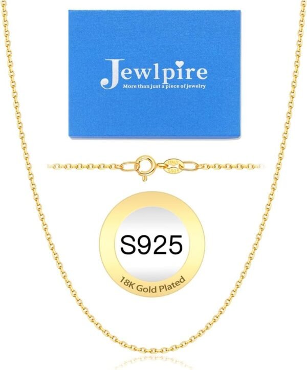 Jewlpire 925 Sterling Silver Chain Necklace Chain for Women 1.1mm Cable Chains Necklace Upgraded Spring-Ring Clasp - Thin & Sturdy Women's Chains Necklaces 14 16 18 20 22 24 Inch