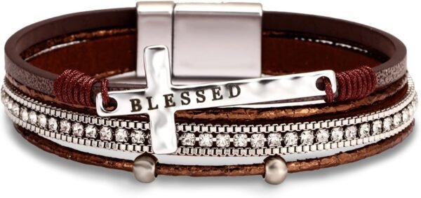 61GumMqy07L._AC_SL1500.jpg Leopard Bracelet for Women, Boho Leather Wrap Multi-Layer Pearl Crystal Bracelet Bangle Jewelry