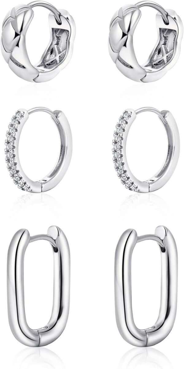 Gold/Sliver Chunky Hoop Earrings Set for Women, 14K Gold Plated Twisted Huggie Hoop Earring Hypoallergenic Thick Open Lightweight Chunky Hoop Earrings Jewelry for Gifts