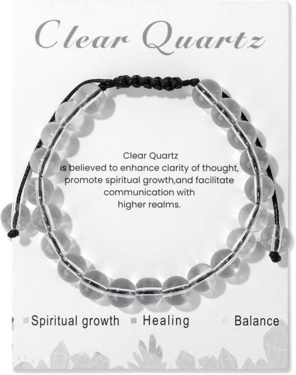 Healing Crystal Bracelet for Women 8mm Natural Stone Crystal Beaded Bracelets Adjustable Handmade Gemstone Bracelet Healing Jewelry Mother's Day Gifts for Women