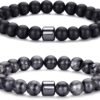 Tiger Eye Bracelet For Men 8MM Natural Stone Stretch Adjustable Black Crystal Beaded Bracelet for Men Women Gifts