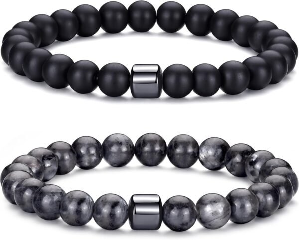 Tiger Eye Bracelet For Men 8MM Natural Stone Stretch Adjustable Black Crystal Beaded Bracelet for Men Women Gifts