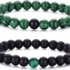 Tiger Eye Bracelet For Men 8MM Natural Stone Stretch Adjustable Black Crystal Beaded Bracelet for Men Women Gifts