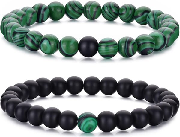 Tiger Eye Bracelet For Men 8MM Natural Stone Stretch Adjustable Black Crystal Beaded Bracelet for Men Women Gifts