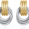 61SkeEQ3uIL._AC_SL1500.jpg Trendy Gold Plated Knot Earrings for Women Chunky Statement Drop Dangle Earrings Lightweight Hypoallergenic Fashion Accessories Gold Jewelry Gifts for Womens