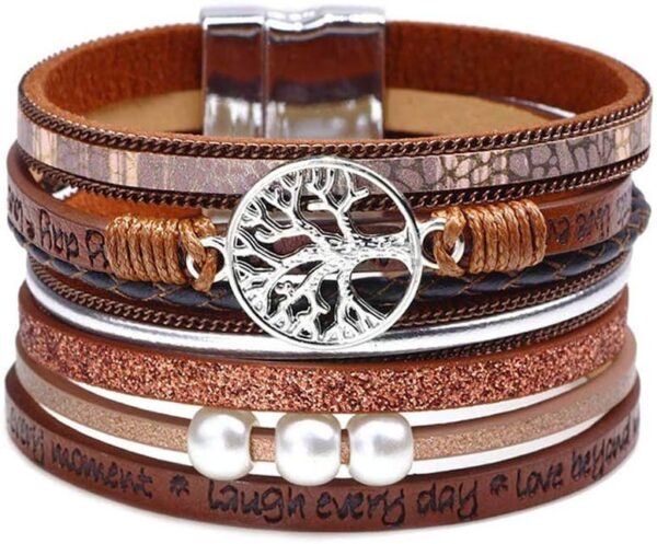 61TzVyhTF7L._AC_SL1000.jpg Leather Wrap Bracelets for Women, Boho Leopard Multi-Layer Crystal Beads Cuff Bracelet Jewelry