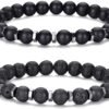 Tiger Eye Bracelet For Men 8MM Natural Stone Stretch Adjustable Black Crystal Beaded Bracelet for Men Women Gifts