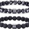 Tiger Eye Bracelet For Men 8MM Natural Stone Stretch Adjustable Black Crystal Beaded Bracelet for Men Women Gifts