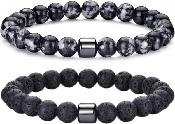 Tiger Eye Bracelet For Men 8MM Natural Stone Stretch Adjustable Black Crystal Beaded Bracelet for Men Women Gifts