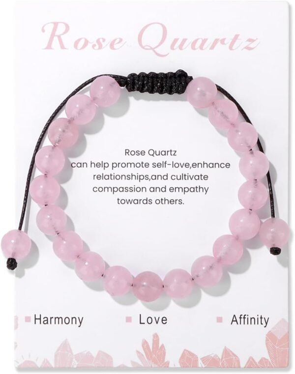 Healing Crystal Bracelet for Women 8mm Natural Stone Crystal Beaded Bracelets Adjustable Handmade Gemstone Bracelet Healing Jewelry Mother's Day Gifts for Women