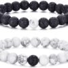 Tiger Eye Bracelet For Men 8MM Natural Stone Stretch Adjustable Black Crystal Beaded Bracelet for Men Women Gifts