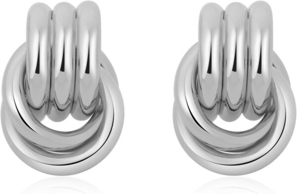 61vlGIOfIrL._AC_SL1500.jpg Trendy Gold Plated Knot Earrings for Women Chunky Statement Drop Dangle Earrings Lightweight Hypoallergenic Fashion Accessories Gold Jewelry Gifts for Womens