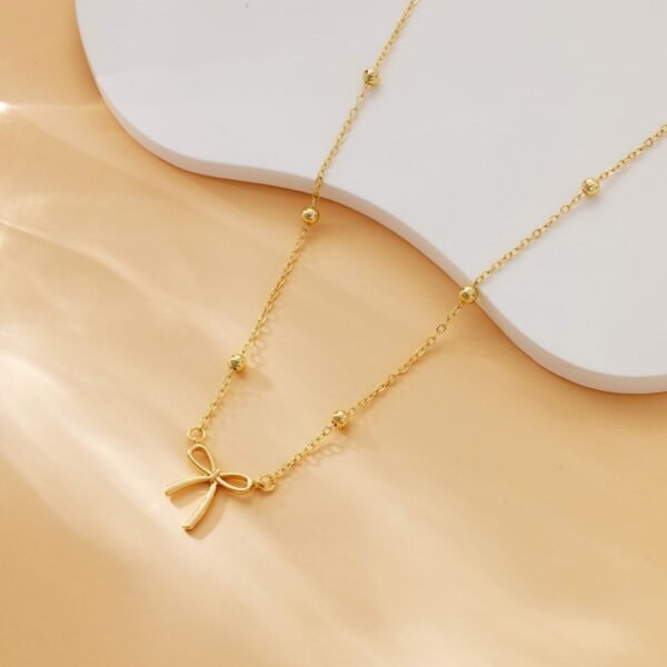 Stocking Stuffers for Women Dainty Bow Necklace 14K Gold Plated Cute Choker Small Pendant Charm Necklaces Teen Gift Trendy Stuff Personalized Jewelry Christmas Gifts