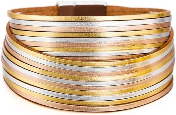 61yeoBzj5_L._AC_SL1000.jpg Leather Wrap Bracelets for Women, Boho Leopard Multi-Layer Crystal Beads Cuff Bracelet Jewelry