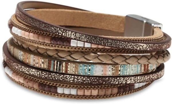 61zmeUSGmXL._AC_SL1000.jpg Leather Wrap Bracelets for Women, Boho Leopard Multi-Layer Crystal Beads Cuff Bracelet Jewelry