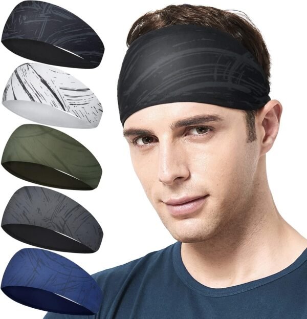 71-IlCTGsL._AC_SL1500.jpg Mens Running Headband,5Pack,Mens Sweatband Sports Headband for Running,Cycling,Basketball,Yoga,Fitness Workout Stretchy Unisex Hairband