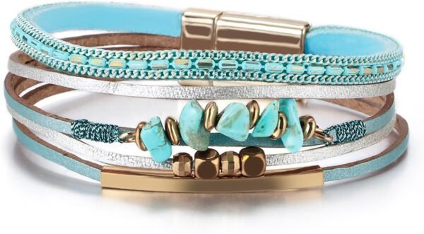 71220zg1eAL._AC_SL1500.jpg Leather Wrap Bracelets for Women, Boho Leopard Multi-Layer Crystal Beads Cuff Bracelet Jewelry