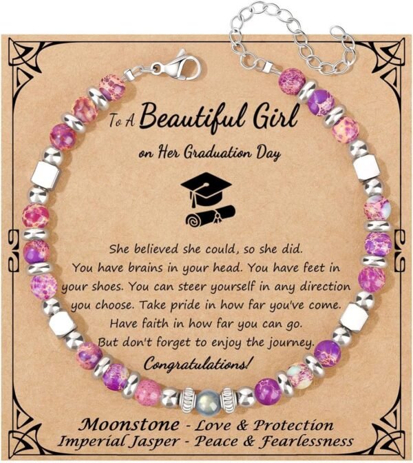 Amazonite Colorful Imperial Jasper Stainless Steel Beads Bracelets, Graduation Mothers Day Christmas Birthday Gifts for Her Women