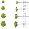 6 Pairs Stud Earrings Set, Hypoallergenic Cubic Zirconia 316L Earrings Stainless Steel CZ Earrings 3-8mm (Steel color)