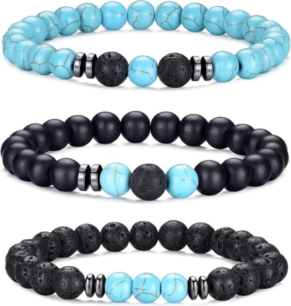 Tiger Eye Bracelet For Men 8MM Natural Stone Stretch Adjustable Black Crystal Beaded Bracelet for Men Women Gifts