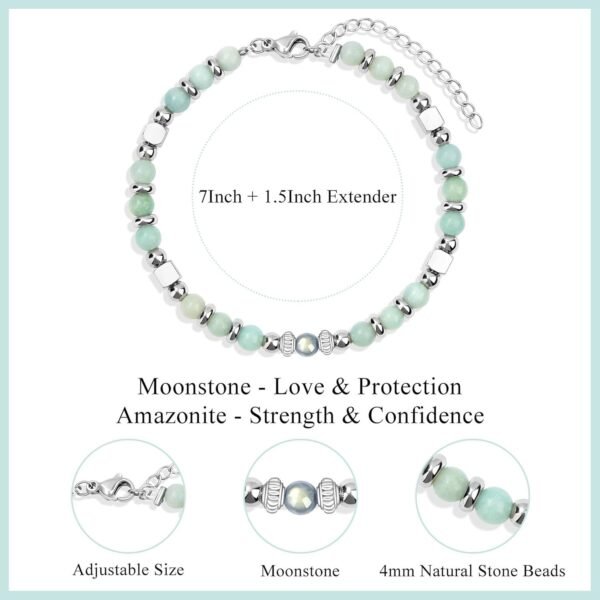 Amazonite Colorful Imperial Jasper Stainless Steel Beads Bracelets, Graduation Mothers Day Christmas Birthday Gifts for Her Women