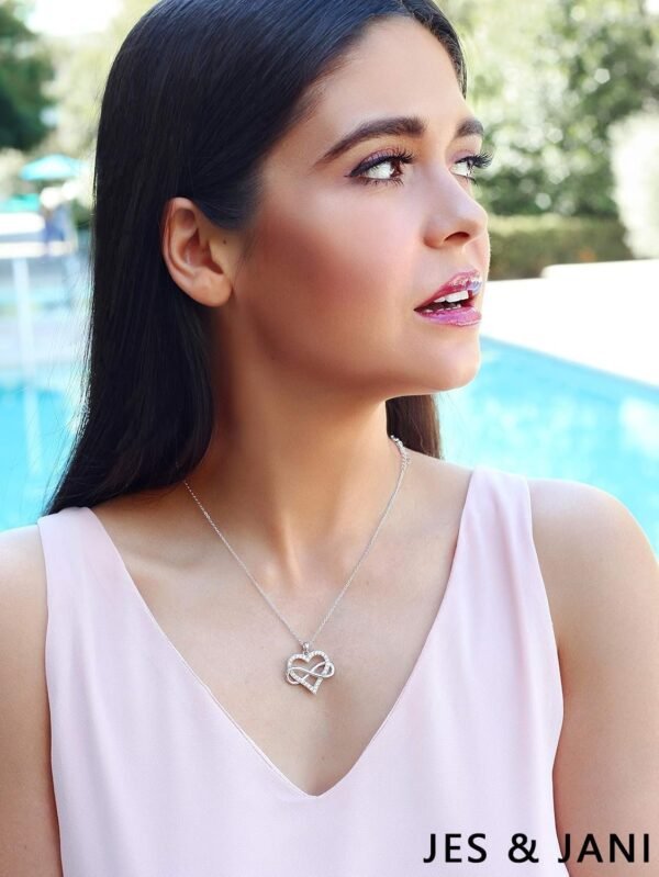 71JMcf5a6mL._AC_SL1500.jpg Infinity Heart Necklace for Women, Love Heart Pendant with Cubic Zirconia and Infinity Necklace, 925 Sterling Silver Heart Necklace for Girlfriend