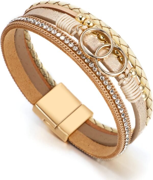 71OTnrR1PWL._AC_SL1500.jpg Leopard Bracelet for Women, Boho Leather Wrap Multi-Layer Pearl Crystal Bracelet Bangle Jewelry