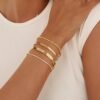 Gold Bracelets for Women 14K Gold Plated Stack Trend Bracelets Charm Paperclip Chain Cuban Link Layered Waterproof Bracelet Dainty Bracelet for Women Jewelry Gifts