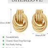 71RqKCBzCOL._AC_SL1500.jpg Trendy Gold Plated Knot Earrings for Women Chunky Statement Drop Dangle Earrings Lightweight Hypoallergenic Fashion Accessories Gold Jewelry Gifts for Womens