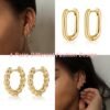 Gold/Sliver Chunky Hoop Earrings Set for Women, 14K Gold Plated Twisted Huggie Hoop Earring Hypoallergenic Thick Open Lightweight Chunky Hoop Earrings Jewelry for Gifts