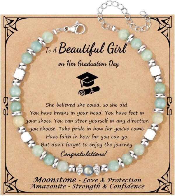 Amazonite Colorful Imperial Jasper Stainless Steel Beads Bracelets, Graduation Mothers Day Christmas Birthday Gifts for Her Women