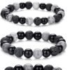 Tiger Eye Bracelet For Men 8MM Natural Stone Stretch Adjustable Black Crystal Beaded Bracelet for Men Women Gifts