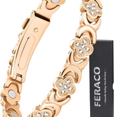 71hjfQ5pMCL._AC_SL1500_8f565acd-0194-4d3f-95b2-a1d4cad058ac.jpg Pure Copper Bracelets for Women, Ultra Strength Magnetic Therapy Bracelet for Pain Relief with Neodymium Magnets & Sparkling Cubic Zirconia, Adjustable, Infinite Clover Jewelry