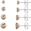 6 Pairs Stud Earrings Set, Hypoallergenic Cubic Zirconia 316L Earrings Stainless Steel CZ Earrings 3-8mm (Steel color)