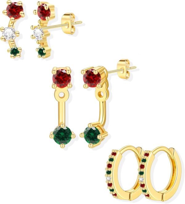 6 Pairs 14K Gold Plated Stud Earrings for Women, Hypoallergenic Cartilage Earrings for Multiple Piercing, Dainty Small Stackable Earrings Jewelry Set