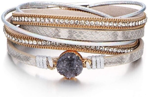 71tE4WqpSLL._AC_SL1000.jpg Leather Wrap Bracelets for Women, Boho Leopard Multi-Layer Crystal Beads Cuff Bracelet Jewelry