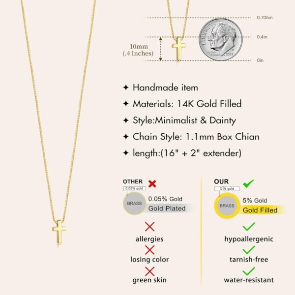 71uF2sux1eL._AC_SL1500.jpg Christmas Stocking Stuffers Cross Necklace for Women Girls, Dainty Cute 14K Gold Silver Plated Cross Pendant Jewelry Non Tarnish Waterproof Simple Small Necklace Christian Baptism Religious Faith Gifts
