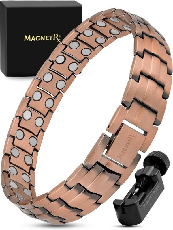 Magnetic Copper Bracelet for Men — EllipseMAX 5X Strength 5,000 Gauss Magnets — Designed in USA & Patent Pending — Premium Mens Copper Bracelet with Adjustable Length