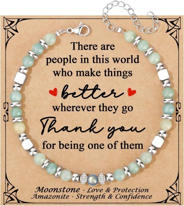 Amazonite Colorful Imperial Jasper Stainless Steel Beads Bracelets, Graduation Mothers Day Christmas Birthday Gifts for Her Women