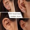 Hypoallergenic Stud Hoop Earrings for Women Small Flat Back Surgical Stainless Steel Earrings for Sensitive Ears Trendy Silver Hoops Cartilage Earring Stacks Set Multiple Piercing Jewelry Gifts
