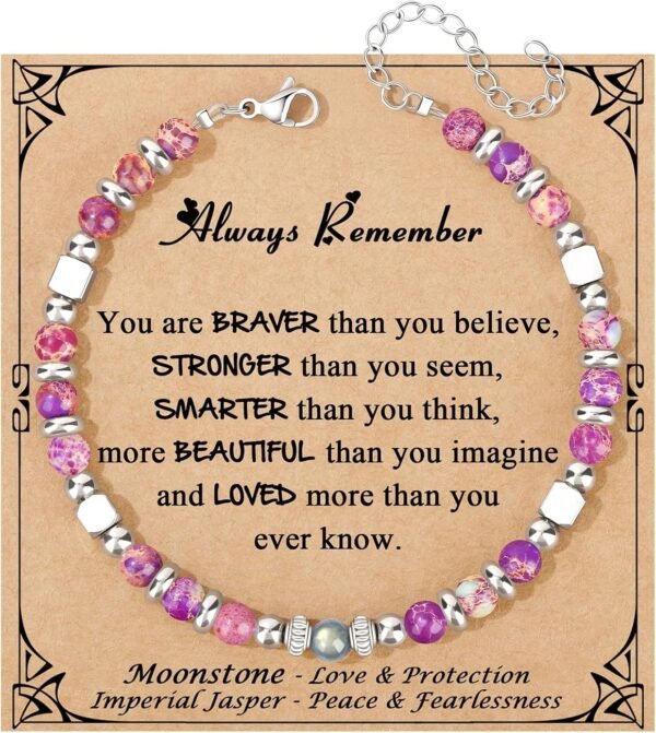 Amazonite Colorful Imperial Jasper Stainless Steel Beads Bracelets, Graduation Mothers Day Christmas Birthday Gifts for Her Women