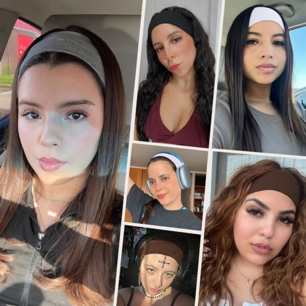 Headbands for Women, 8pcs Stretchy Non Slip Soft Cotton Cloth Hair Bands for Sports, Workout, Yoga and Running